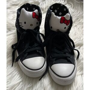 Hello Kitty Converse Women's Size 8 High Tops  Kawaii Sanrio Black Chuck Taylor